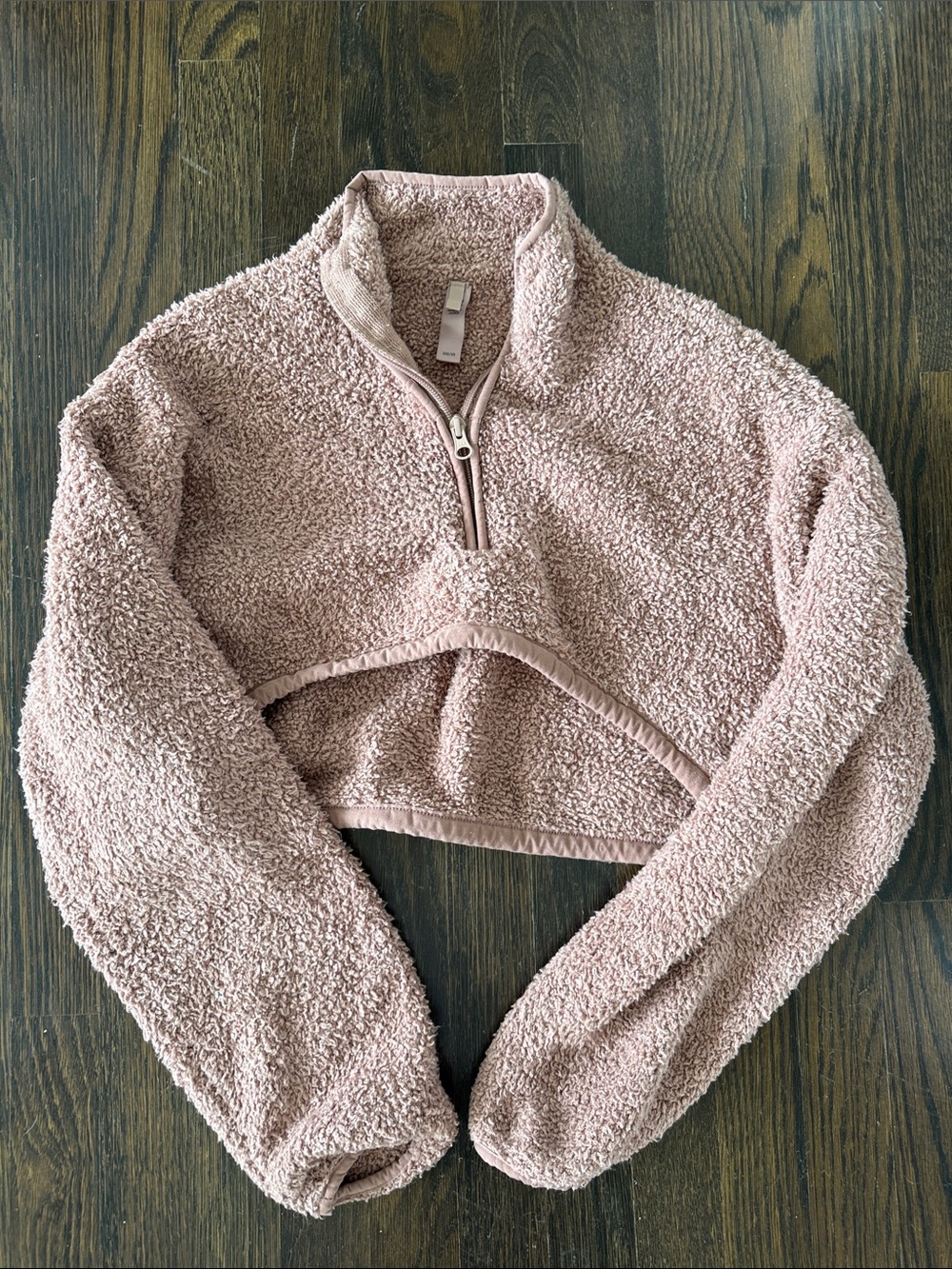 SKIMS Cropped Half-Zip Teddy Sherpa Jacket - Dusty Pink